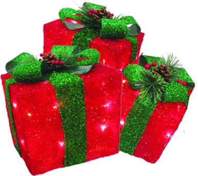 [OM052] Illuminated Gift Boxes with Bow and Lights, 20-30cm
