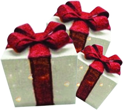 [OM057] Illuminated Red Bow Gift Boxes, 20-30cm
