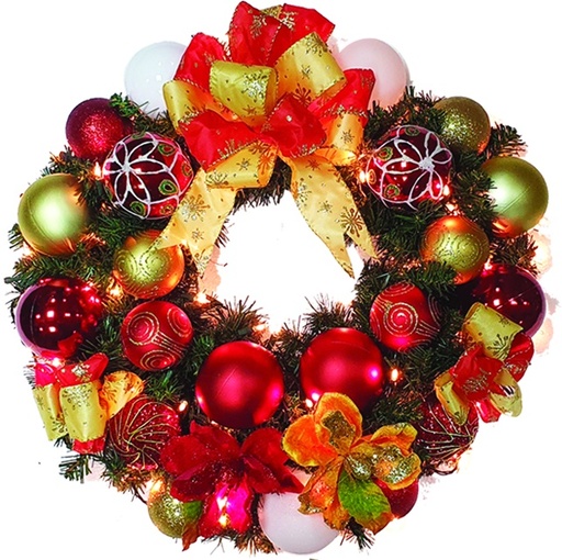 [REF062] Snowflake Bow Decorated Wreath, 30"