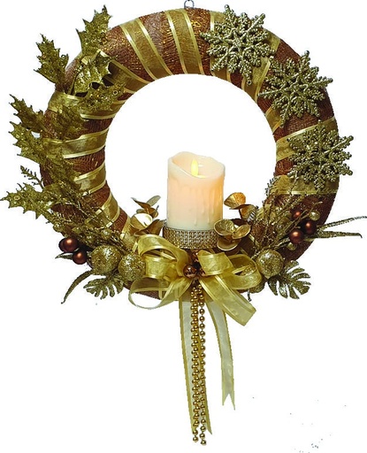 [REF199-GD] Candle Wreath, 40cm