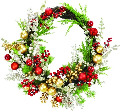 [SA045] Hanging Bauble Wreath, 61cm