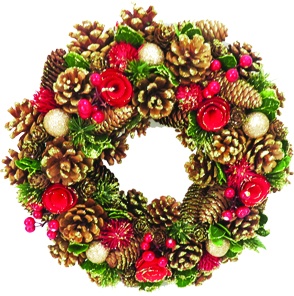 [SA057] Pinecone & Berry Wreath, 34cm