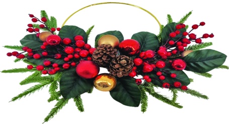 [EY159] Leafy Swag with Berries and Baubles, 50cm