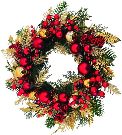 [EY190] Wreath With Balls & Berries, 58cm