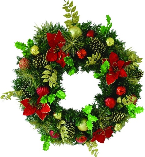 [GT004] Bauble Wreath with Pinecones, 80cm
