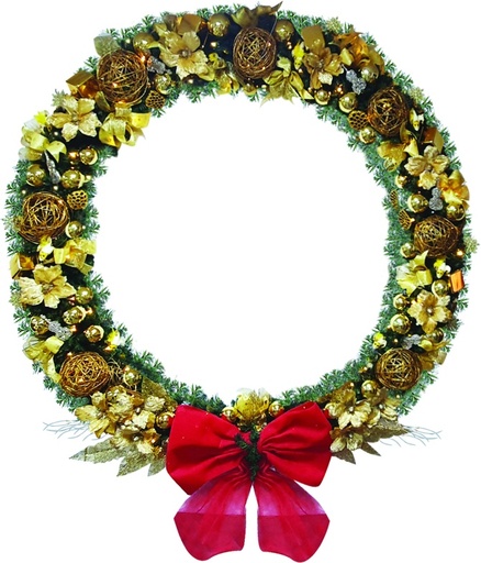 [REF186] Decorated Giant Wreath with Bow, 1.5m