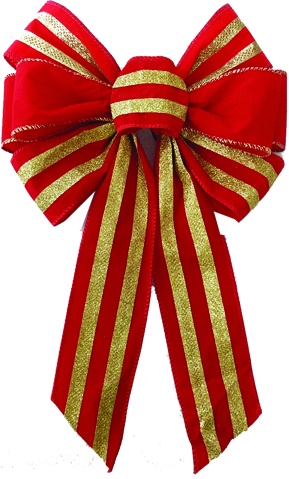 [YY002] Velvet Bow Gold Stripe, 40cm