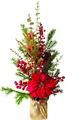 [SA040] Berry Centrepiece With Poinsettia, 69cm