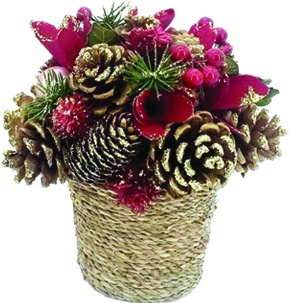 [EY160] Pinecone Berry Basket Centerpiece, 16cm