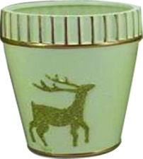 [RC026] Painted Pot With Fluted Rim Reindeer, 10.5cm