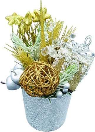 [REF096] Decorated Pot Glitter Star, 10cm