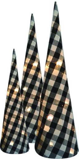[OM070] Illuminated Plaid Cones, 35-60cm