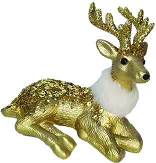 [EY185] Sitting Deer Sequin Back, 19cm