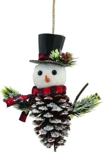 [LJ051] Hanging Pinecone Snowman, 17cm