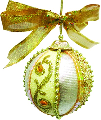 [SL063] Fabric Panel Bauble, 7.5cm