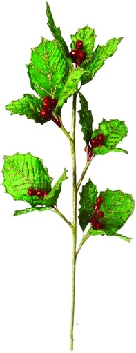 [SL115] Velvet Holly Spray, 62cm