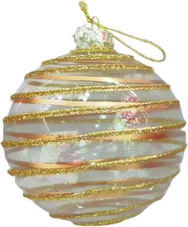 [YS025] Ribbed Spiral Glass Ball, 12cm