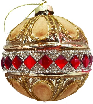 [YS048] Beaded Velvet Glass Ball, 10cm