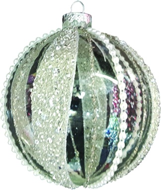 [YS041] Panelled Studded Glass Ball, 12cm