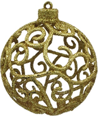 [LF158-GD] Glitter Filigree Bauble, 10cm