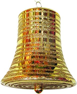 [AC530] Glittered Striped Bell, 13cm