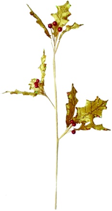 [SL114] Metallic Holly And Berry Spray, 56cm