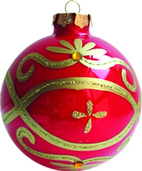 [JN033] Glittered Patterned Glass Ball, 10cm