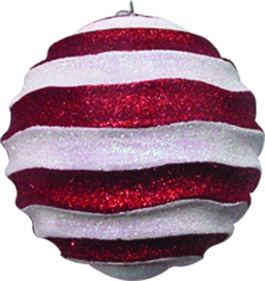 [AC652] Glittered Candy Cane Wavy Ball, 10cm