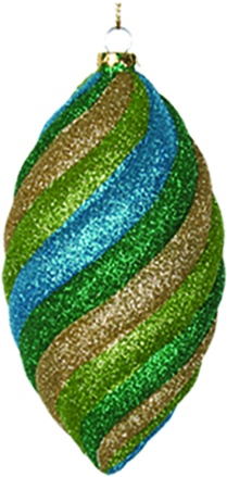 [AC383] Glittered Ribbed Teardrop, 15cm