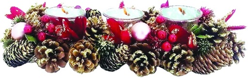 [EY162] Pinecone Triple Cup Candleholder, 34cm