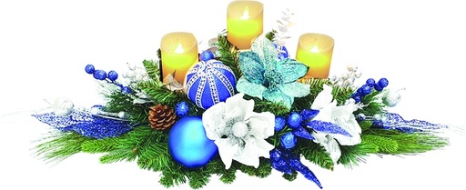 [REF154] Candle Centrepiece Winter Floral, 35cm