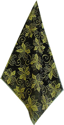 [KC606253G] Poinsettia-printed Organza Fabric Roll, 9.1m