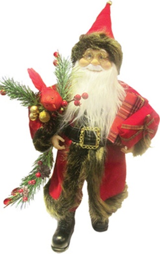 [TP039] Standing Santa With Bird Spray, 45cm