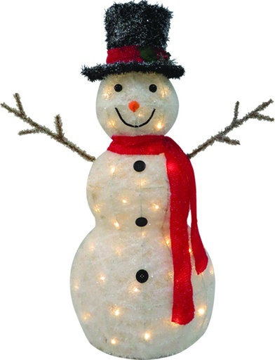 [OM059] Illuminated Snowman with Scarf and Hat, 91cm