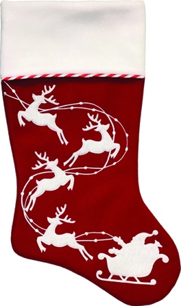 [SH34137D] Stocking with Santa & Sleigh Print, 13"