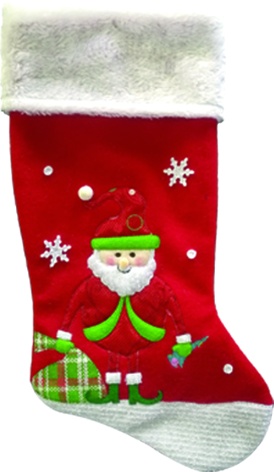 [SH39937A] Felt Stocking with Santa Design, 16"