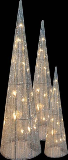 [OM071] Glitter Mesh Illuminated Cones, 40-80cm