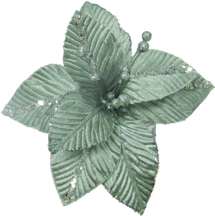 [DZ002-S] Glittered Veined Poinsettia, 25cm