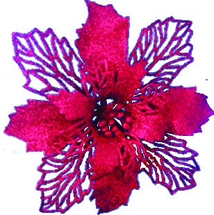 [RT120] Flower Openwork Leaf Poinsettia, 17cm