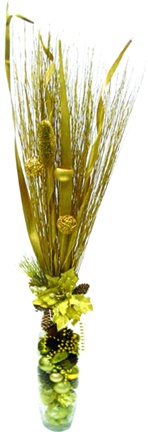 [REF038] Console Arrangement With Gold Fan Vase, 135cm