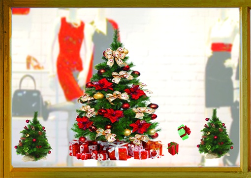 [CT47] Decorated Christmas Tree Sticker, 80cm