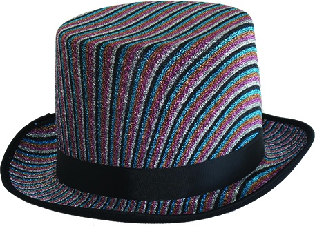 [MA9287A] Glittered Rainbow Striped Tall Hat