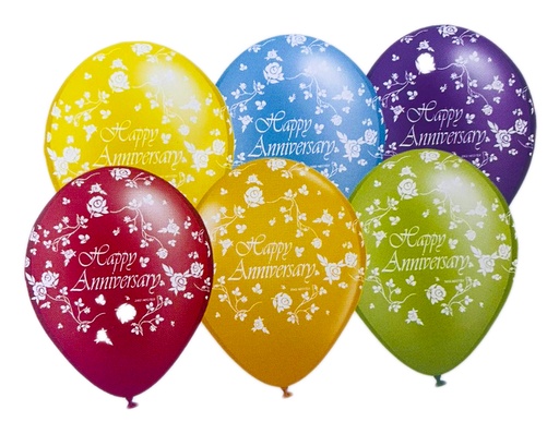 [BA008] Printed Happy Anniversary Balloons, 12"