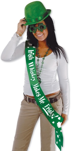 [30178] Irish Whiskey Makes Me Frisky Satin Sash, 83cm