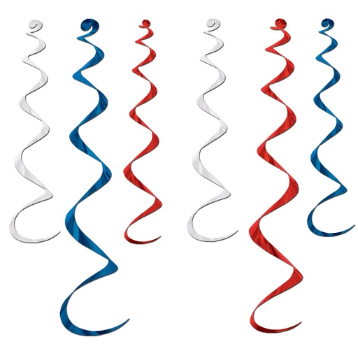 [50065-RWB] Foil Spiral Streamers, 60-90cm