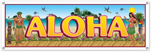 [50419] Aloha Tropical Beach Sign Banner, 1.5m