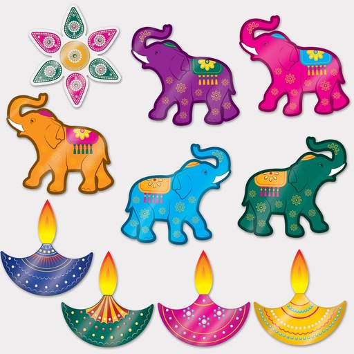 [53676] Diwali Foil Cutouts, 20 to 24cm