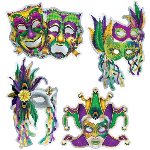 [53791] Foil Mardi Gras Mask Cutouts, 48-51cm