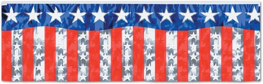 [55500] Metallic Stars And Stripes Fringed Banner