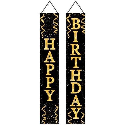 [56053] Birthday Door Panels Gold Serif, 1.8m